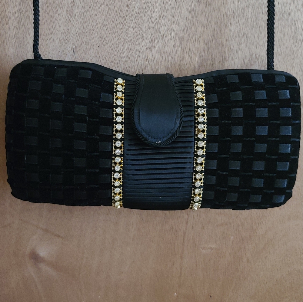 Chic Black Clutch with Gold Accents